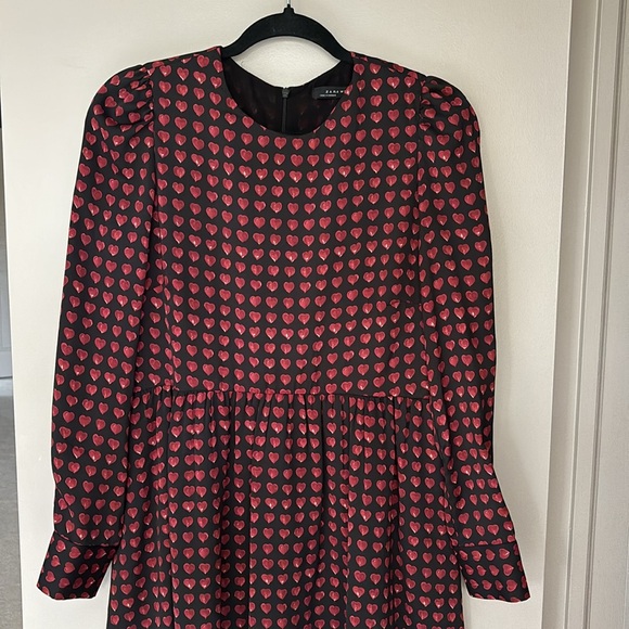 Zara Heart Print Smock Dress, Size S. - Picture 4 of 13